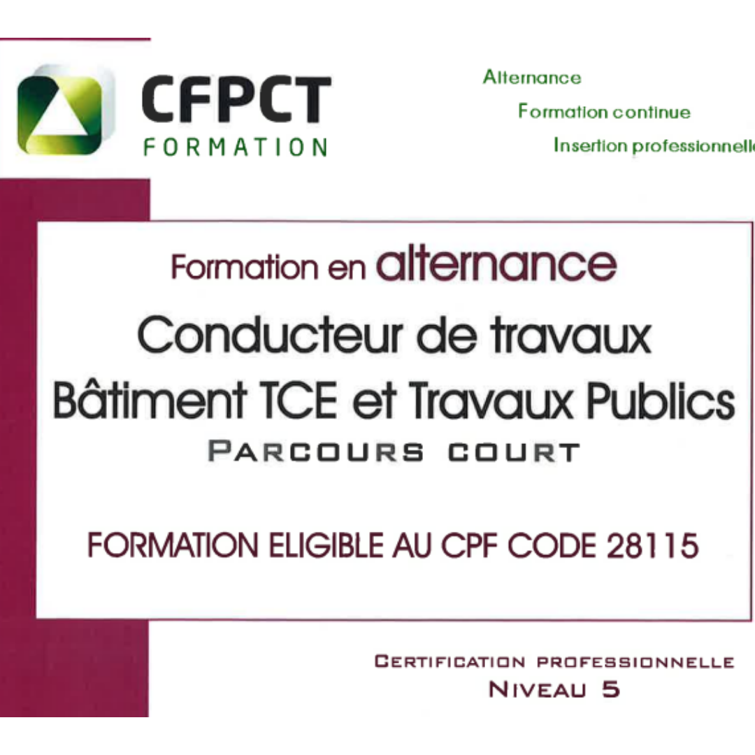 Conducteur de travaux CFPCT Formation