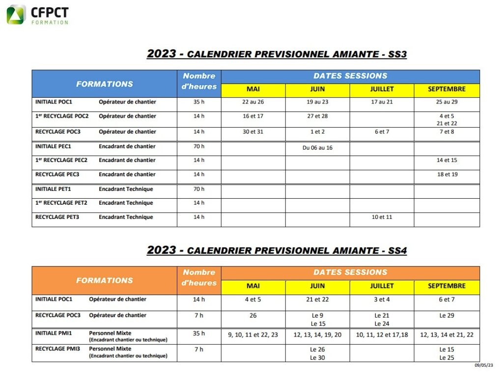 Planning Amiante 11/05